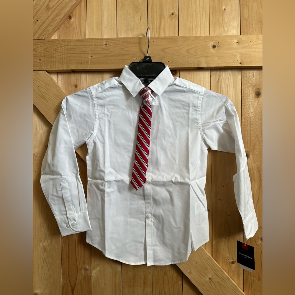 Boys White Dress Shirt & Tie - Van Heusen